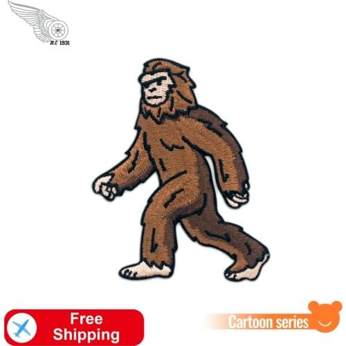 Bigfoot Embroidery Cool Punk Patches Sasquatch Iron on for Clothes Custom DIY Applique Sewing Badge High Quality Animal Sticker