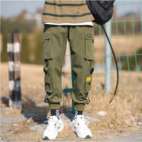 Mens Tactical Cargo Pants Multi-Pocket Streetwear Fashion Jogging Overall Trousers Outdoor Hiking Trekking Hip Hop Sweatpants
