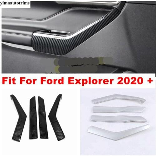 Fit For Ford Explorer 2020 2021 Inner Door Armrest Window Lift Panel Decor Strip Cover Trim ABS Matte / Carbon Fiber Accessories