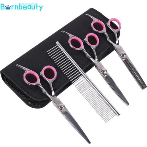 Professional Hair Scissors Set Stainless Steel Pet Dog Cat Seam Scissors Up and Down Curved Thinning Scissor Hair Cut Scissors R