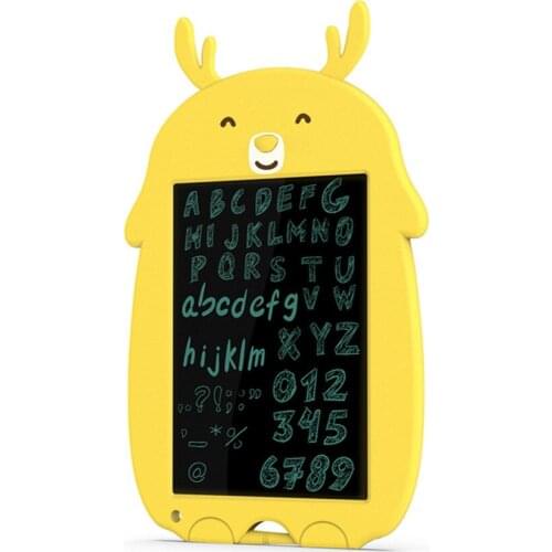 8.5 Inch LCD Handwriting Yellow Deer Cartoon Erasable Writing Board with Lock Screen Color Thick Pen Learning Toys for Children