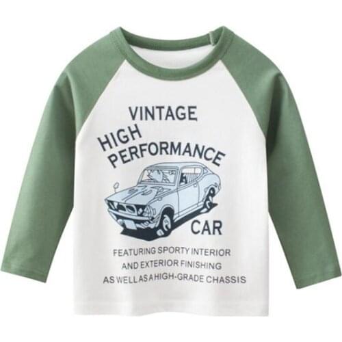 Boys T Shirts Long Sleeve Cotton Car Letter Print Patchwork Spring Autumn Childrens Clothing Kids Tops Tees New Arrival