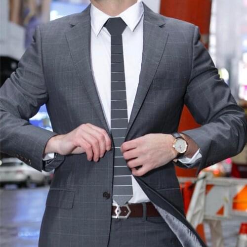 GEOMETIE Men Fashion Classy Stripe Necktie Black Classic Wedding Party Business Ties