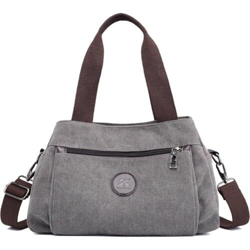 Womens Canvas Crossbody Bags Handbag Tote Shoulder Bag Vintage Solid Multi-pocket Fashion Ladies Top-handle Messenger Bag