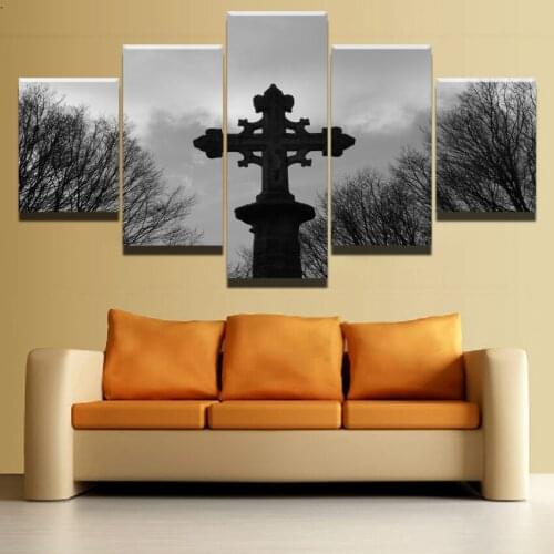 Canvas HD Prints Paintings Wall Art Home Decor Room Framework 5 Pieces Religious Cross Celtic Gothic Poster Abstract Pictures
