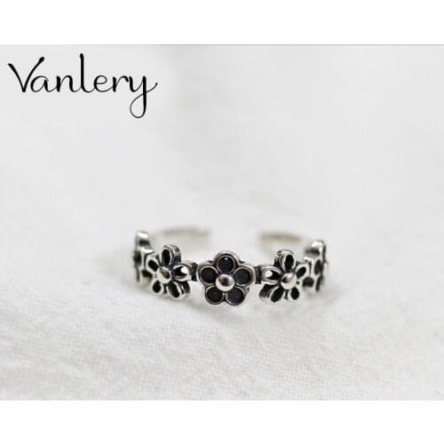 Personality Punk Vintage Flower Rings For Women Men Resizable Size Rings Fashion Trendy Boho Jewelry