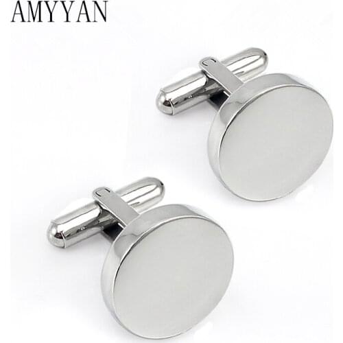 Round Mens Cufflink One Pair Stainless Steel Silver Color Button Cufflinks Vintage Wedding Present Cufflinks