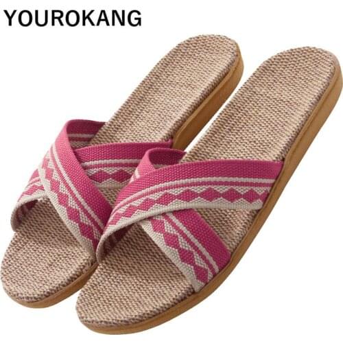 Flax Men Summer Shoes Breathable Men Home Slippers Linen Mans Bathroom Slippers Flat Unisex Couple Bedroom Slippers 2020