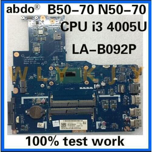 Orking Perfectly ZIWE1 ZIWB2 ZIWB3 LA-B092P For Lenovo B50-70 B50-80 Laptop Motherboard CPU i3 4005U 100% test work