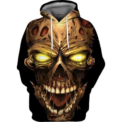 Papertiger Orange Bright Eyes Broken Skull Print Cool 3D Fashion Sweatshirts