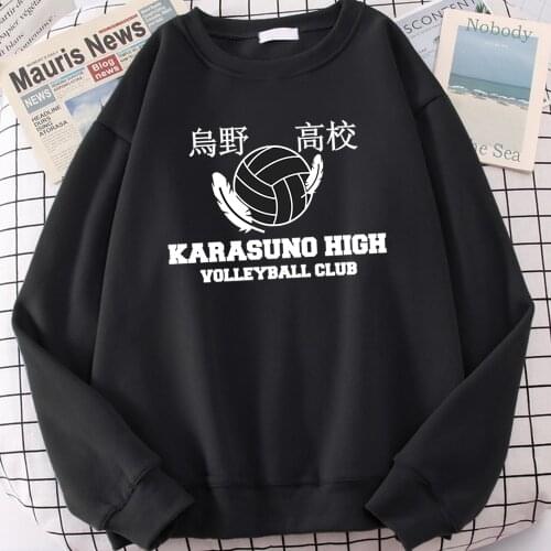 Karasuno high school Anime Printing Sweatshirts Man Autumn Fleece Warm Clothing Crewneck Loose Hoody Fashion Hip Hop Tracksuit