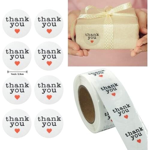 500pcs/roll 2.5CM Transparent Thank You Round Sticker Envelope Diary Scrapbookiung DIY Decoration Stationery Sticker Label