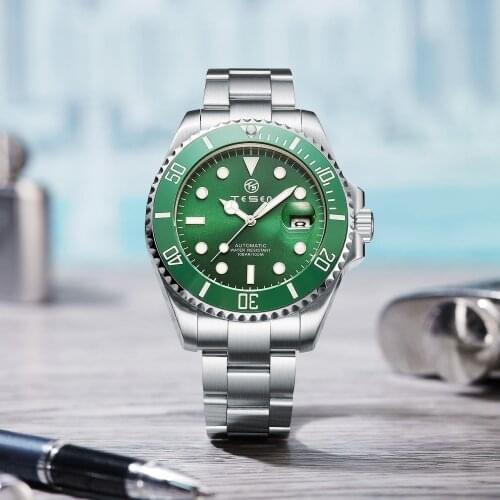 2021 TESEN Design New 43mm Men Luxury Automatic Mechanical Wrist Watch Men Stainless Steel Waterproof Watch Relogio Masculino