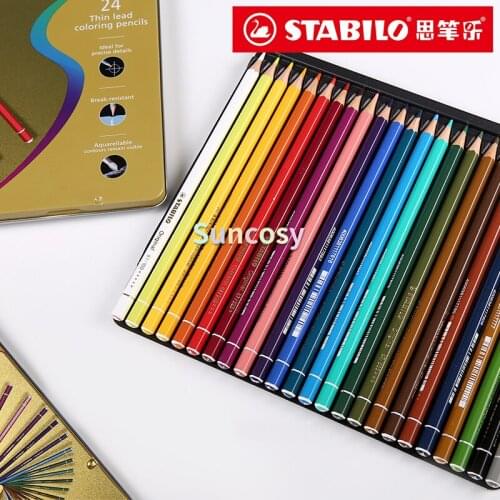 Stabilo Original Thin Lead Colouring Pencils, 2.5 mm Metal Case with 24 38 Pencils,High Light-fastness and Colour Brilliance