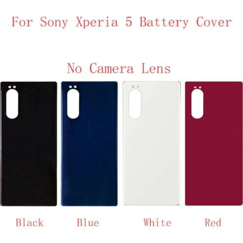 Original Rear Door Housing Case Battery Cover Panel wtih Heat sticker For Sony Xperia 5 Glass Cover with Logo