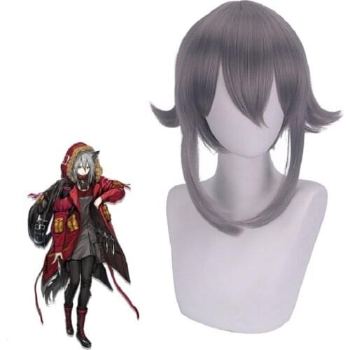 Projekt Red Cosplay wig Game Arknights Wigs 36cm short grey Synthetic Hair Game red Cosplay boy girls Wig + wig cap