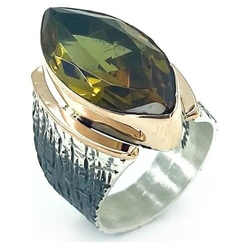 Authentic Hand Production Shuttle Marquise Zultanit Stone 925 Silver Ring