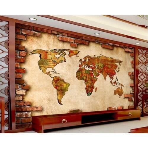 Beibehang Custom wallpaper 3D stereo retro world map modern abstract art wall murals living room bedroom wallpaper papier peint