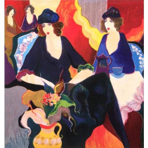 Modern Abstract Canvas Art Oil Painting for Home Decoration Woman with Flowers Wall Pictures Hand Painted