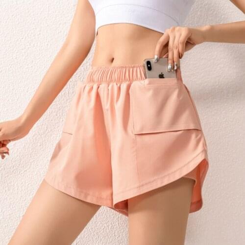 Two Piece Sports Shorts Hot Shorts Double Large Pockets Fitness Yoga Shorts Quick-drying Breathable Running Women 2 in 1 Shorts