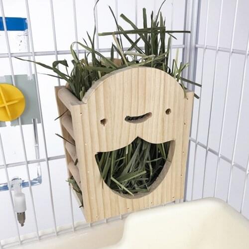 Cute Rabbit Hay Feeding Rack Hand-made Hanging Food Dispenser Feeding Rack Bracket Cage For Small Animals