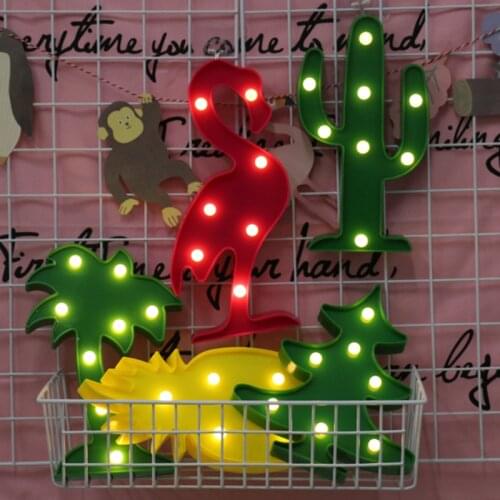LED Night Lights Party Decor Flamingo Led Lamp Pendant LED Light Pineapple Cactus Heart Luminary Wall Lamp Decorations Lighting