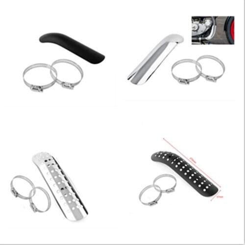 Motorcycle Universal Chrome/Black Exhaust Pipe Heat Shield Curve Muffler Guard For Honda Yamaha Suzuki Kawasaki Touring