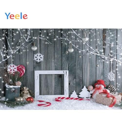 Yeele Christmas Background Wood Board Branch Snowman Snow Vinyl Baby Portrait Photography Backdrop For Photo Studio Photophone