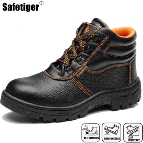 Men High-top Safety Shoes Steel Toe Anti-smash/Anti-puncture/Anti-slip Construction Site Protective Work Shoes