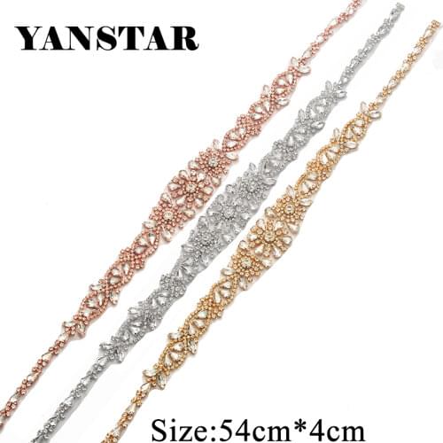 YANSTAR 5PCS Wholesale Bridal Beaded Crystal Rhinestones Appliques Sewing On For Wedding Dress Belt DIY Bridal Gown Sash YS867