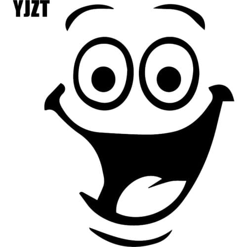 YJZT 12.8X16.5CM Happy Face Cute Vinyl Car Sticker Decoraiton Window Trunk Decals C25-1066