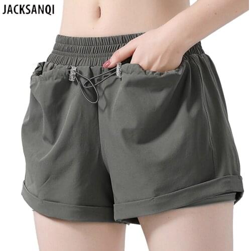 JACKSANQI Womens Summer Sports Shorts Anti-walking Training Outdoor Hiking Fake Two Pieces Running Breathable Fitness RA479