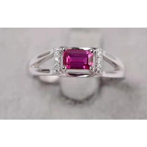 Womens Silver Color Red Gems Rings for Engagement Wedding Ring Bridal Jewelry Party Gifts Fine Rings Crystal Stone Rings