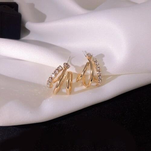 Zeojrlly Trendy Metal Round Women Hoop Earrings Hollow Metal Water C-type Earrings For Women Ins Simple Female Jewelry