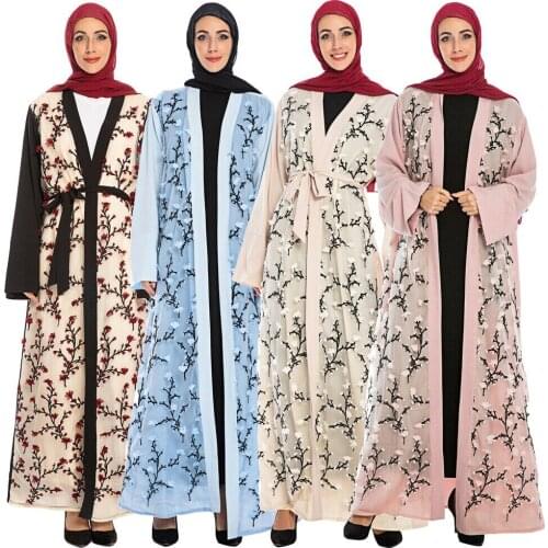 Dubai Women Muslim Abaya Open Cardigan Embroidery Kaftan Vintage Loose Prayer Dresses Elegant Party Kimono Arab Jilbab Robe New