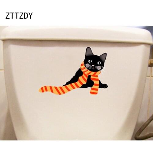 ZTTZDY 23.9*16.4CM Funny Cat Living Bedroom Wall Decal Home Decor Toilet Sticker T3-0193
