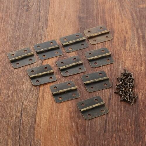 10Pcs 30*25mm Drawer Jewellery Box Hinges Antique Cabinet Hinges Furniture Door Hinges Furniture Hardware with Screws
