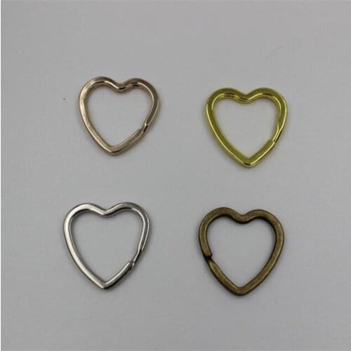 10pcs 32x31mm Heart Shape gold antique bronze Metal Key Split Rings Unisex Keyring Keychain key circles Accessories DIY