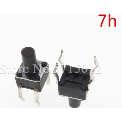 200pcs 4.5*4.5*7mm 4pin DIP Black Micro Push Button Tactile Tact Momentary Electronic Switch touch switches