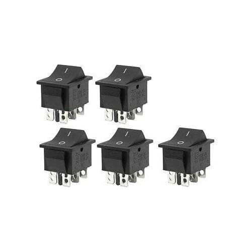 Free shipping!5 Pcs AC 250V 15A 125V 20A 6 Pin DPDT Black On/Off/On Rocker Switch