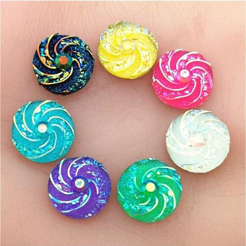 80Pcs AB Color flatback Round Resin Rhinestone stones crystals DIY