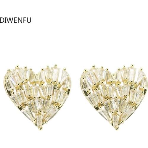 Diamond S925 Sterling Silver Earrings for Women Cute/Romantic Wedding Fine Jewelry Heart Diamond Luxury Brincos Women Earrings