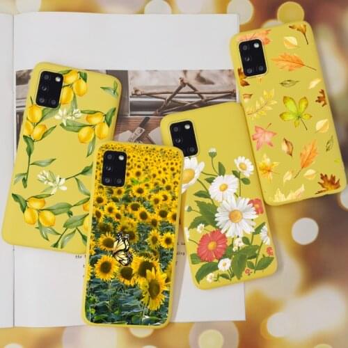 Sunflower Silicone Phone Case For Samsung Galaxy A51 A71 A50 A70 A31 A41 A40 A20E A21S A 51 4G Case Cover TPU Soft Matte Yellow