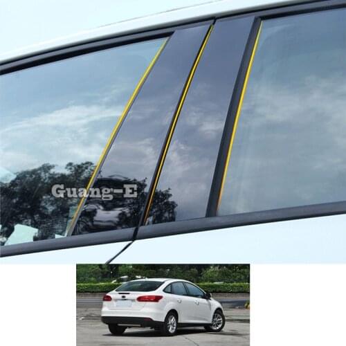 For Ford Focus Sedan Hatchback 2012-2018 Car PC Material Pillar Post Cover Door Trim Window Piano Black Molding Sticker