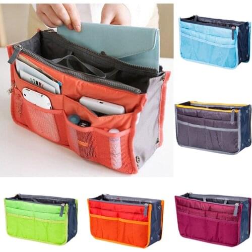 Travel Insert Handbag Organizer Purse Large liner Nylon Organizer Tidy Eco-Friendly Folding Storage Bags 5 Colors