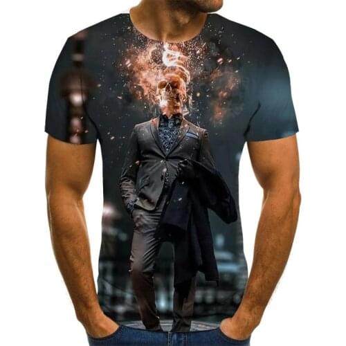 Skull Mens T-Shirts Mens Hip Hop 3D Shirts Horror O-Neck T-shirt Summer Fashion Tops Boys Clothing Large Size Street Clothing