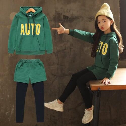 2020 Autumn Girls Clothing Set Casual Hooded T Shirt Pants 2Pcs Kids Child Clothes Suits Cotton Girls Tracksuits 4 8 10 12 Years