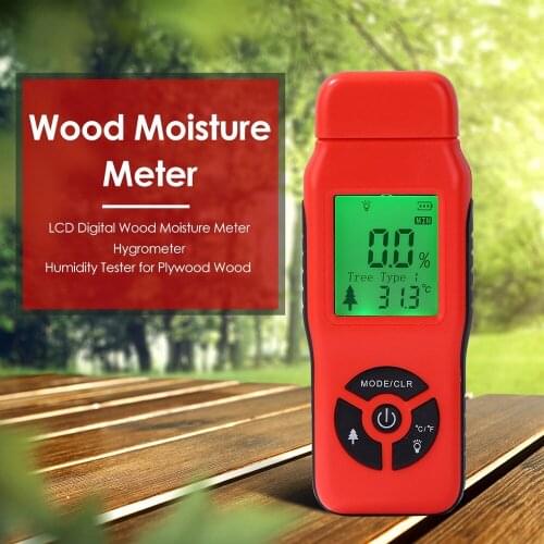 0-99.9% Wood Moisture Meter Two Pins Digital Wood Humidity Tester with LCD Display Wall Hygrometer Building Material Detector