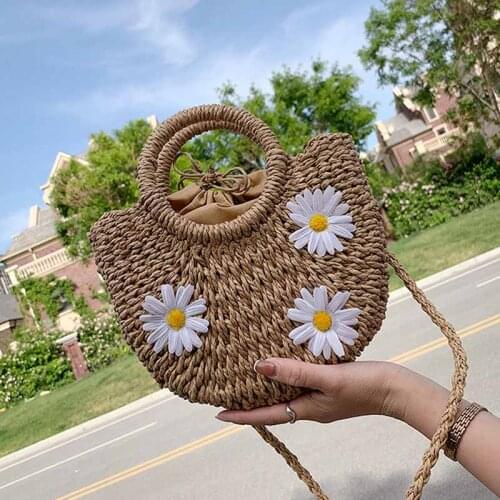 Summer Handmade Bags for Women Beach Weaving Ladies Straw Bag Half Round Bag Fashion Large Capacity Female Casual Top HandleTote