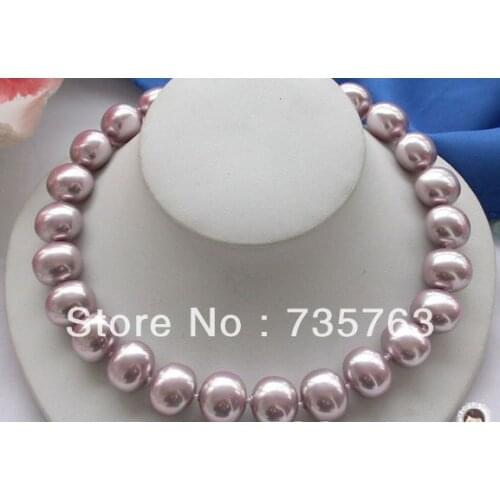 HOT 17inch 20mm egg lavender south sea shell pearl necklace